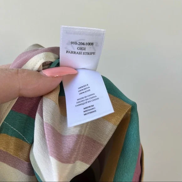 SOLD silk Gigi Farrah flowy rainbow boho striped shorts - Picture 6 of 6